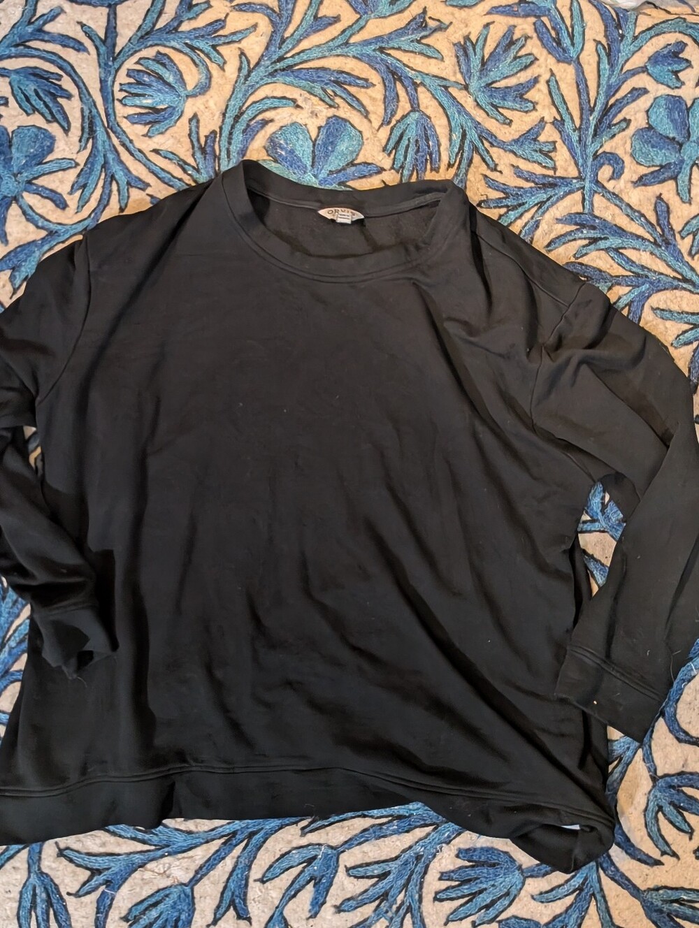 Men's Orvis Black Sweatshirt Long Sleeve Shirt Loose Fitting 2XL